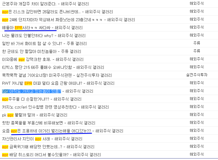  EPR Properties - 주주 민심 체크 매매법 (NYSE: EPR)
