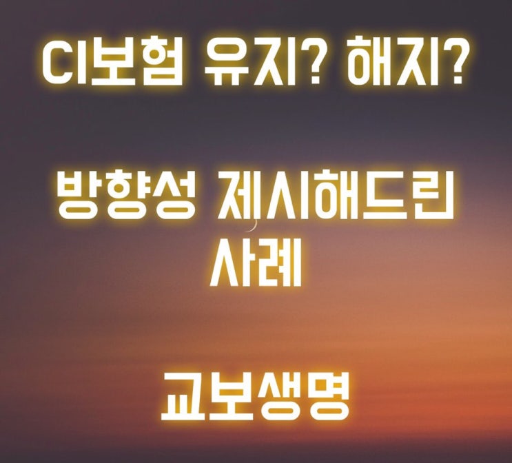  CI보험 해지와 유지 두 방향성 제시해드린 사례!! 교보생명