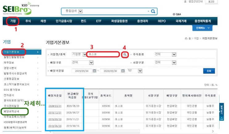 [주린이의 주식공부] 포스코 배당금 지급기준일, 지급일 / 한국투자증권 앱에서 배당금 확인 방법