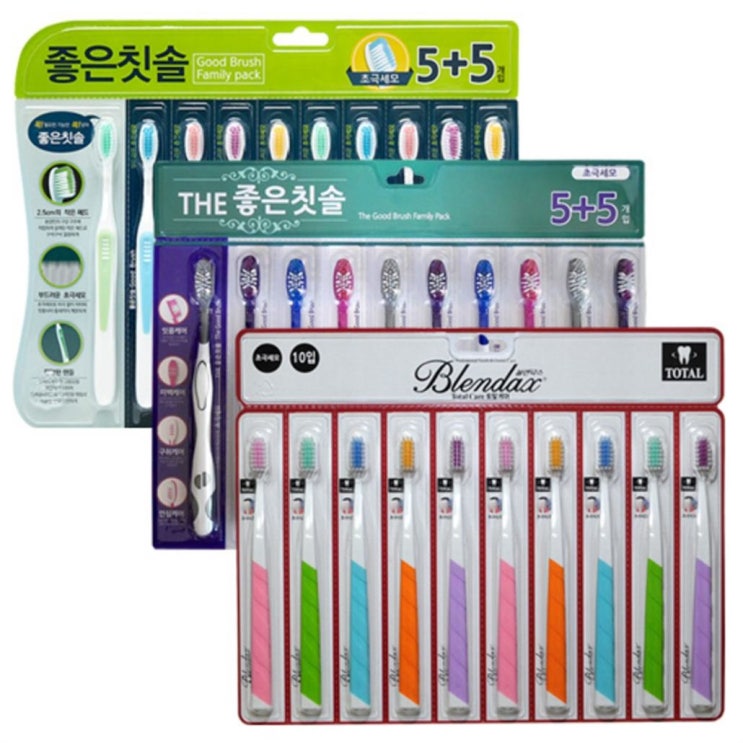  2020년 정보 바른생활 초극세모 좋은칫솔 10p 더좋은칫솔 10p 블렌탁스 토탈케어 칫솔 10p~ 확실한 차이