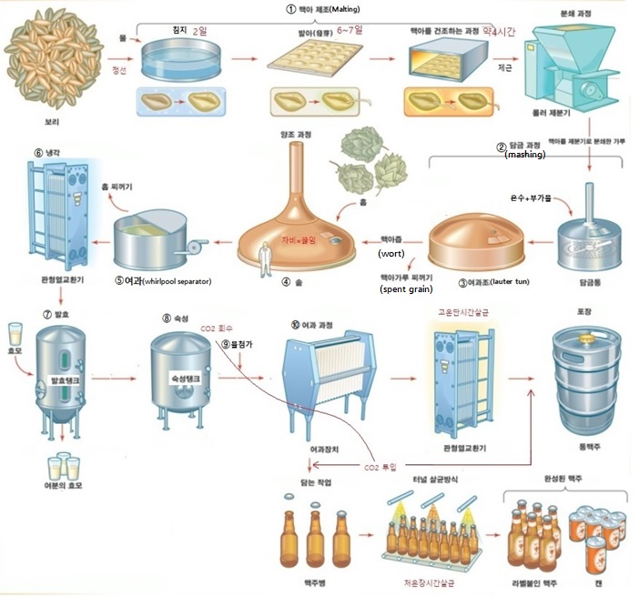 홈브루잉 수제맥주와 공장생산 맥주 만들어지는 과정 비교