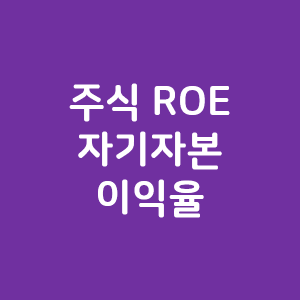  주식 ROE Return On Equity 자기 자본 이익율이란?