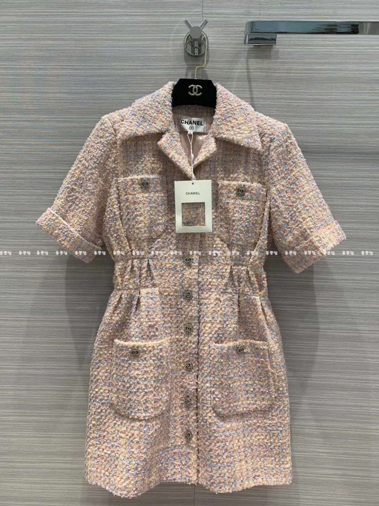  20SS 신상 샤넬 트위드 원피스 살구핑크