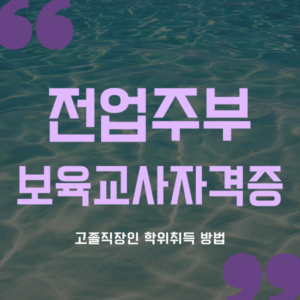  전업주부 보육교사자격증 취득하고 싶어요