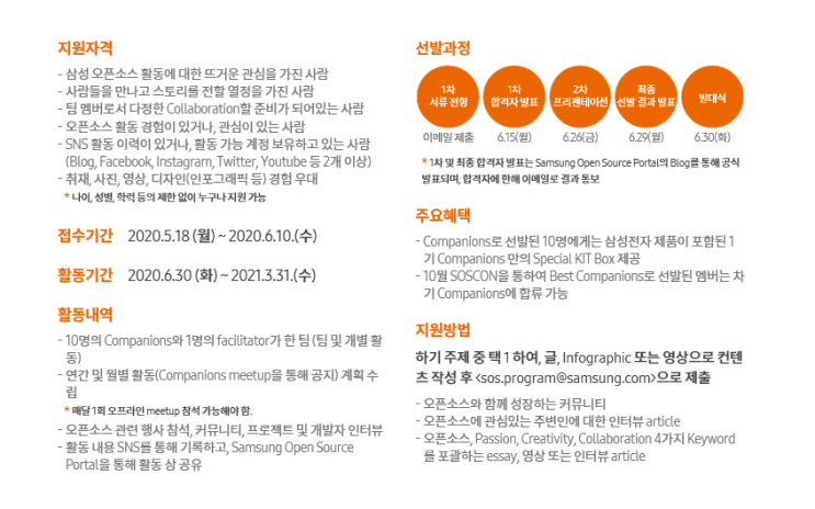 삼성 오픈 소스 Companions 1기 모집 공모전 대외활동 사이트
