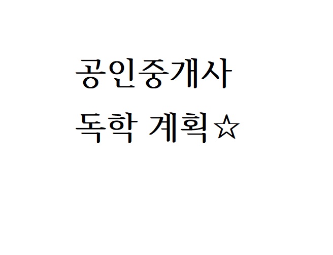  공인중개사 독학계획