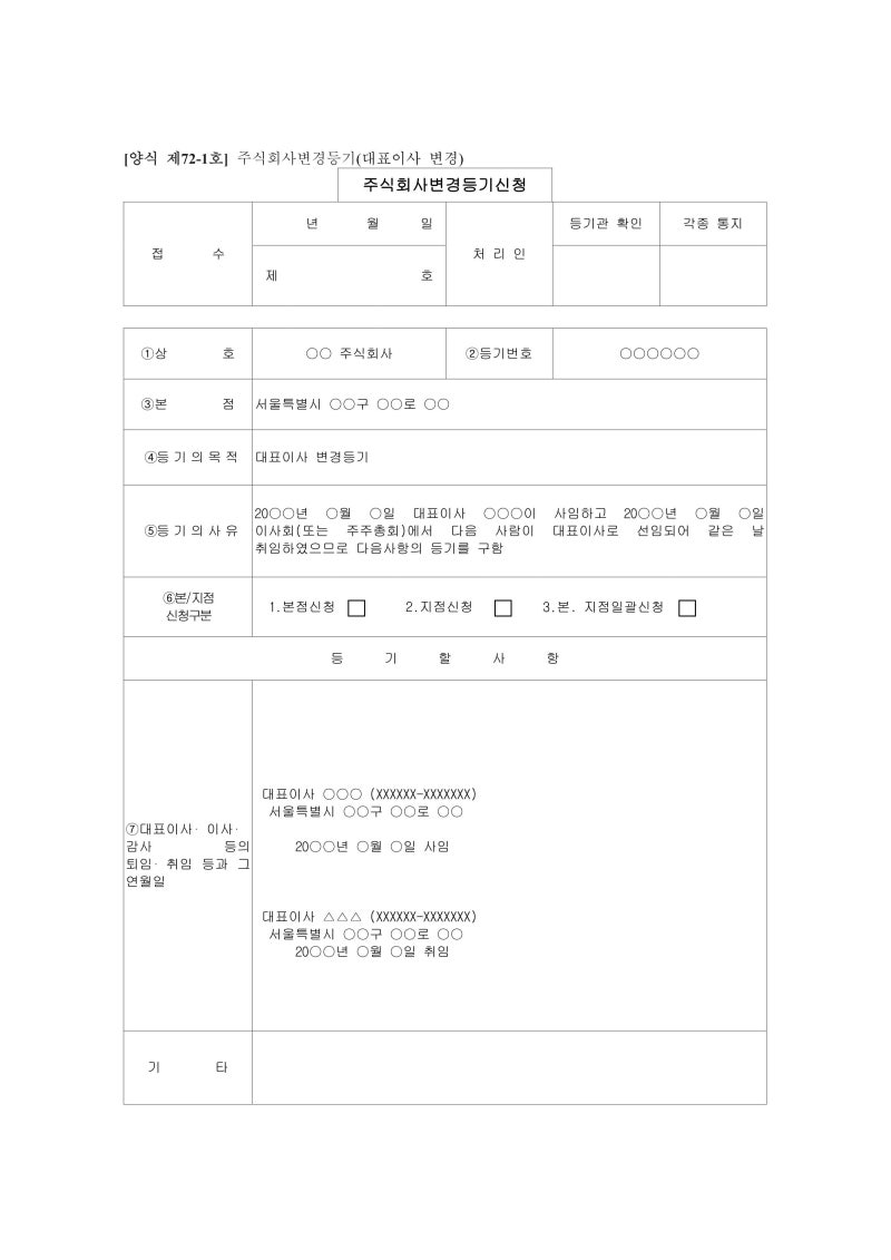 법인대표이사변경등기(사퇴등기&취임등기)방법+구비서류총정리