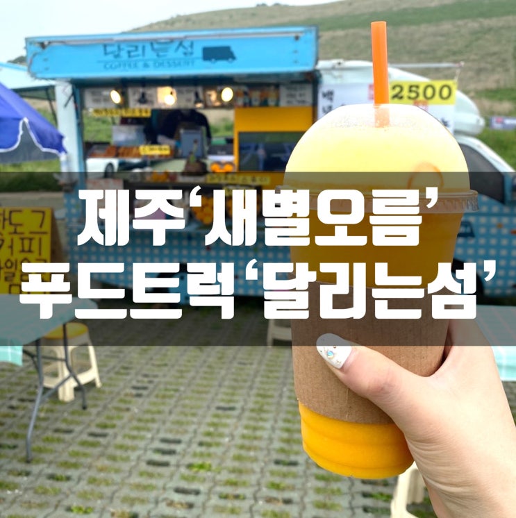  제주 오름 새별오름 아래 푸드트럭 달리는섬에서 감귤주스 천혜향 주스 한잔 >_< !