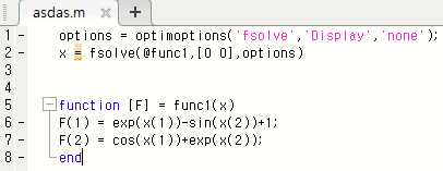 MATLAB 매트랩 공부하기 : 비선형 연립방정식 풀기 fsolve : 네이버 블로그