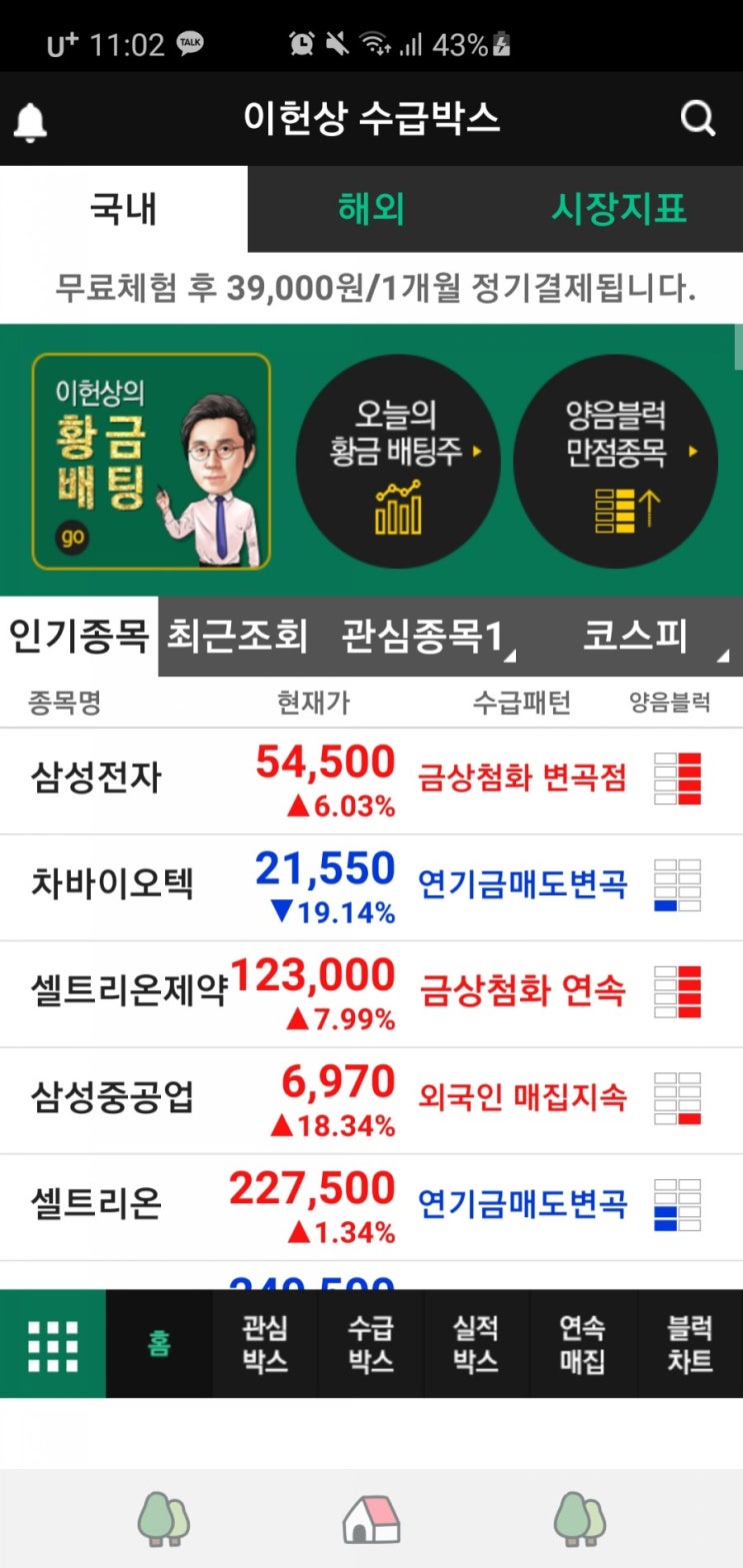  주식어플 "이헌상 수급박스" 증권앱 수급차트