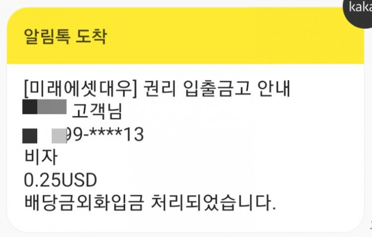  6월 비자(V) 주식 배당 입금