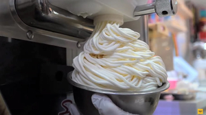 Black-bean noodle-shaped sherbet / 카페오즈 짜장빙수 / Korean street food Black-bean noodle-shaped sherbet / 카페오즈 짜장빙수 / Korean street food