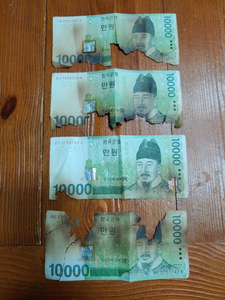 불에 홀라당 타버린 돈, 훼손지폐 교환하기