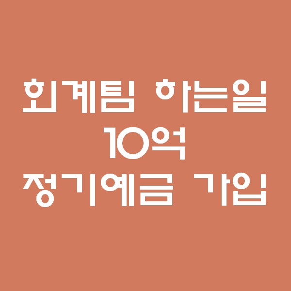  <회계팀 하는일> 가용자금 정기예금가입