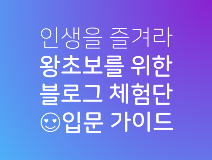  인생을 즐겨라 - 왕초보를 위한 블로그 체험단 입문 가이드