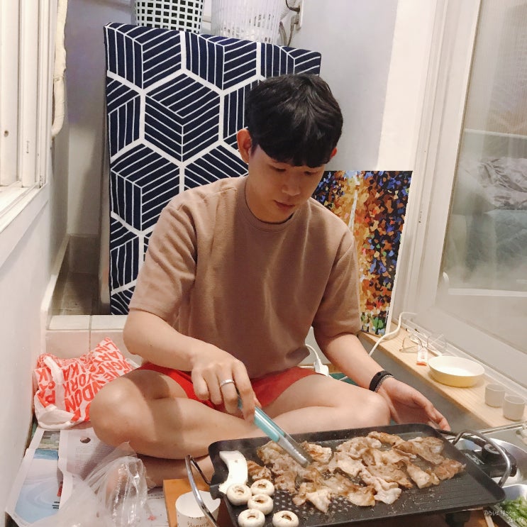  미니전기그릴 집에서 고기굽기 키친플라워 전기그릴 후기