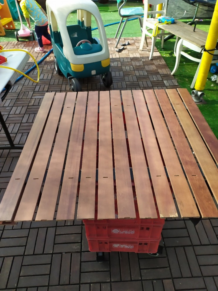  우유박스와 우드 블라인드로 캠핑 롤탑 테이블 만들기 DIY, 옥상 캠핑