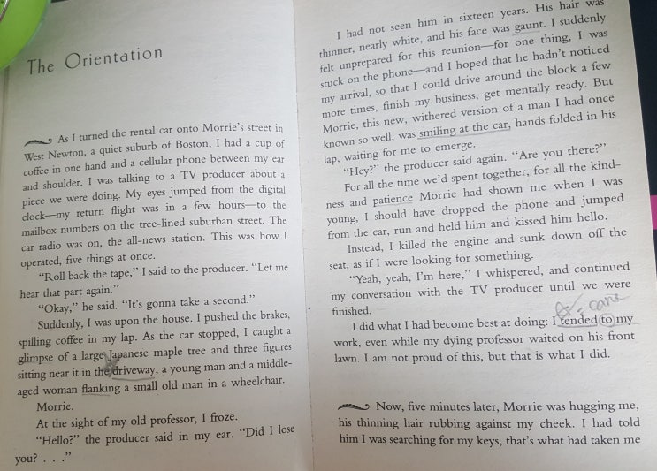  Tuesdays with Morrie Chapter 4 ~ 5 (pg.18~31)
