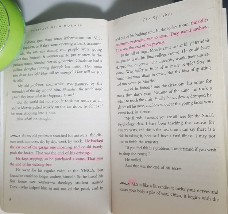  Tuesdays with Morrie(모리와 함께 한 화요일)의 synonym들 정리