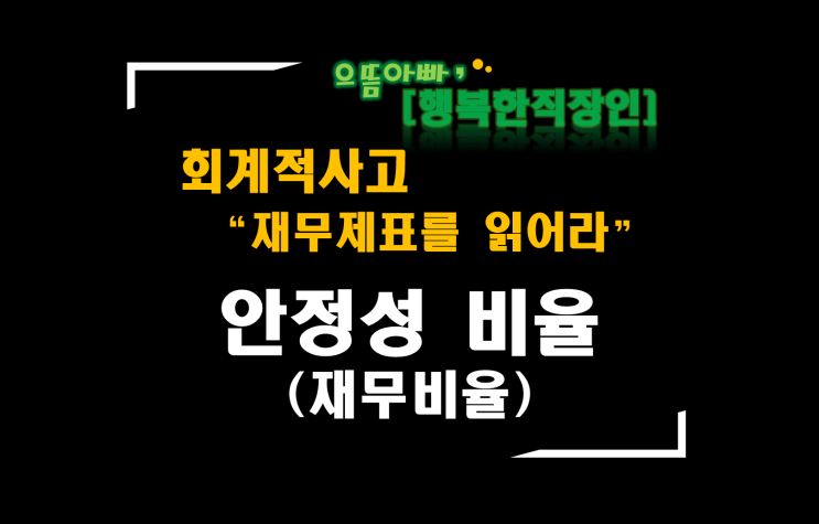  [회계적사고 "재무제표를 읽어라"] 안정성 비율(재무비율)_(예시:삼성전자 안정성 비율)