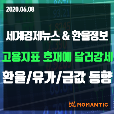 [20.06.08 세계경제뉴스 및 환율] 고용지표 호재에 달러 강세! 오늘의 환율/금값/국제유가 동향