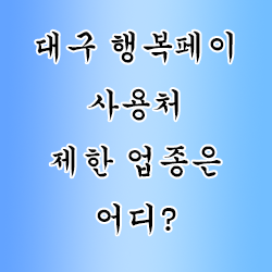  대구행복페이 사용처 및 제한 업종은 어디?