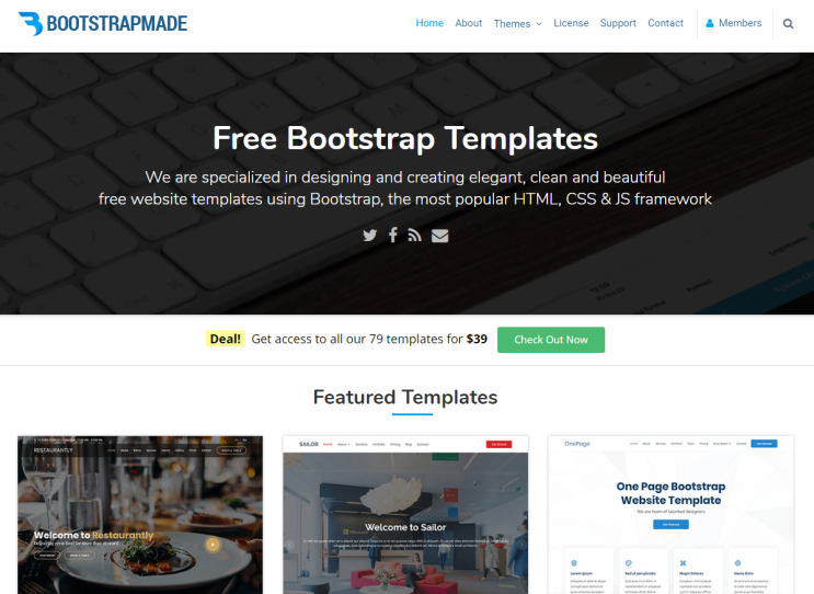  Bootstrap 부트스트랩 테마(Theme), 템플릿(Template) 사이트 소개