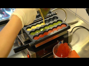 Colorful Waffle skewer / 와플꼬치 & 더뉴와플 / Korean street food Colorful Waffle skewer / 와플꼬치 & 더뉴와플 / Korean street food