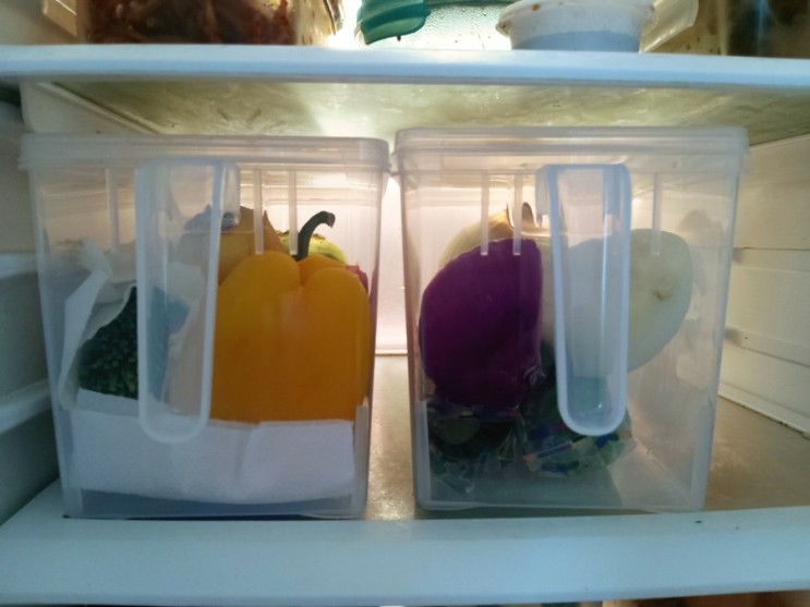 냉장고 정리 용기 보관통 뚜껑있는 손잡이 수납함으로 깔끔한 냉장고 정리