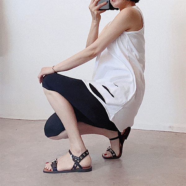  빈티지 레이어드 롱 민소매 나시