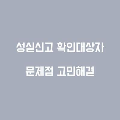  성실신고대상자 문제점 알아볼까요?