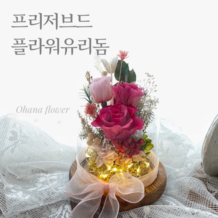  행복한 축하 선물로 시들지 않는 프리저브드플라워 유리돔:: 부산 수영 해운대 플라워스튜디오 Ohanaflower