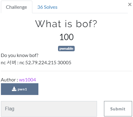  [Pwn] N00bCTF Pwn What is bof?