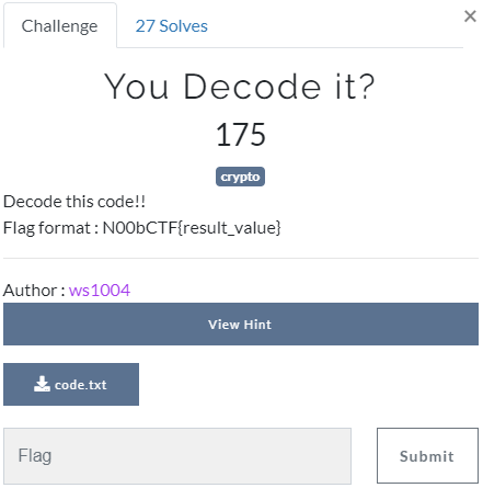  [Crypto] N00bCTF Crypto You Decode it?