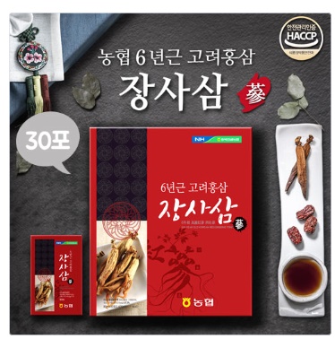  농협 6년근 고려홍삼 장사삼 80ml x 30포 (쇼핑백 동봉)