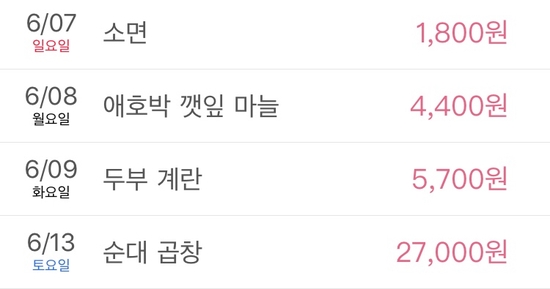  2인 가족 한 달 식비 기록 (6월 둘째 주)
