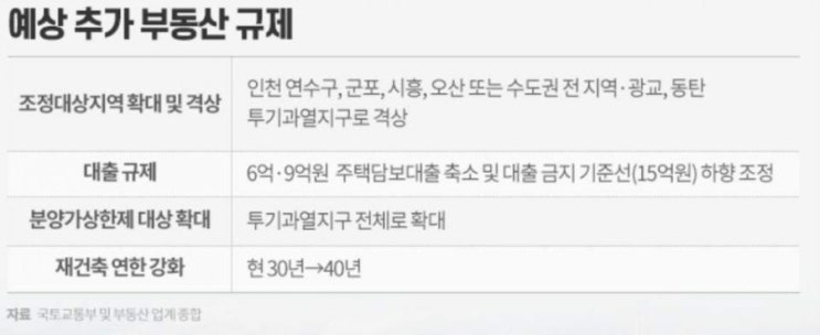  부동산 규제 예상 지역