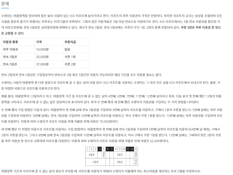 [Boj 13304] KOI 2016 - 리조트 (동적계획법, 우선순위 큐)