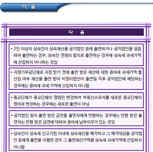공익법인의 상속세 및 증여세 과세가액 불산입 적용 여부 공익법인의 상속세 및 증여세 과세가액 불산입 적용 여부