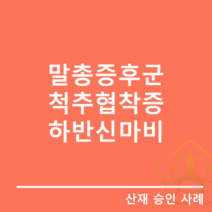  [근골격계 질환]건축마감 기능원의 말총증후군, 척추협착증 및 하반신마비