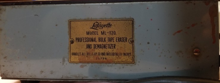  LAFAYETTE ML120 PROFESSIONAL BULK TAPE ERASER DEMAGNETIZER