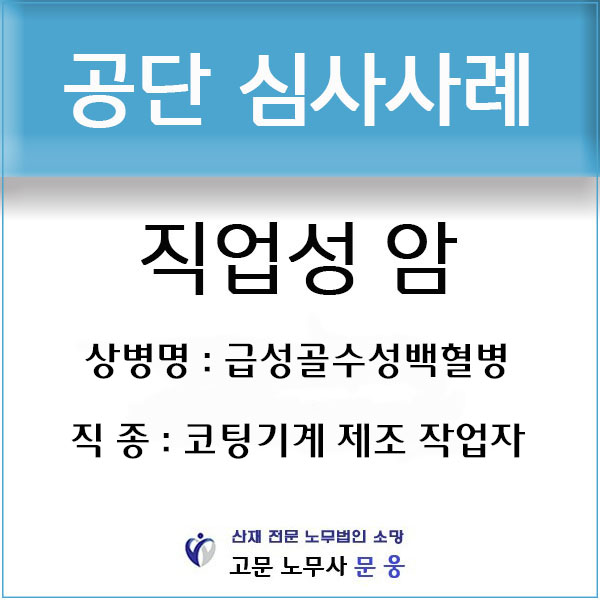  코팅기계 제조 작업자에게 발생한 급성골수성백혈병의 산재처리