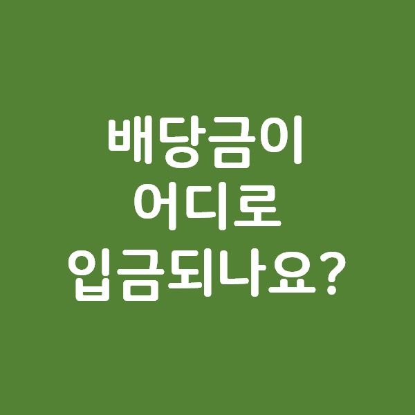 내 주식 배당금이 어디로 들어왔는지 확인하는 방법