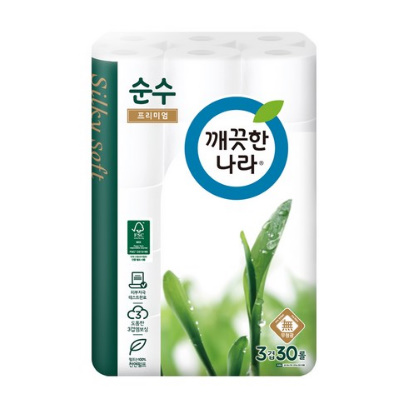 깨끗한나라 3겹 데코 순수 프리미엄 천연펄프 롤화장지