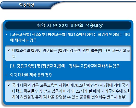 한부모가정 자녀 취학 시 적용기준