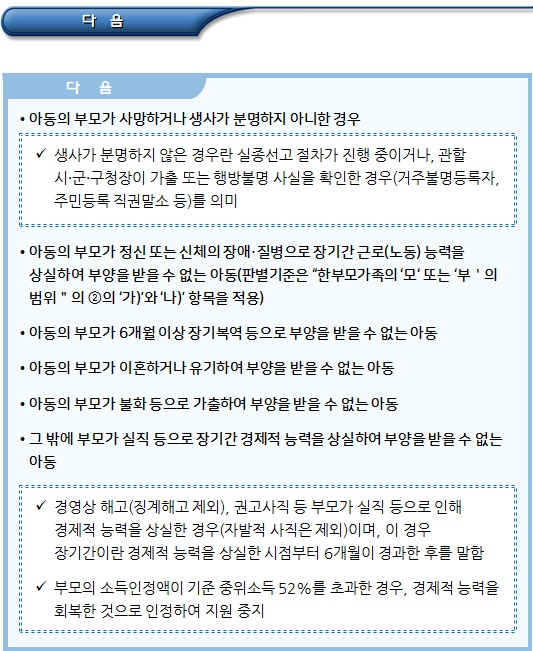 조손가족 및 청소년한부모가족의 범위