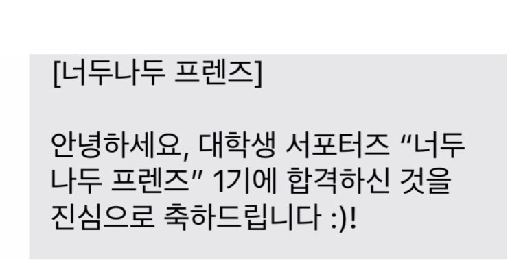  너두나두 프렌즈 대학생 서포터즈 1기 최종 합격