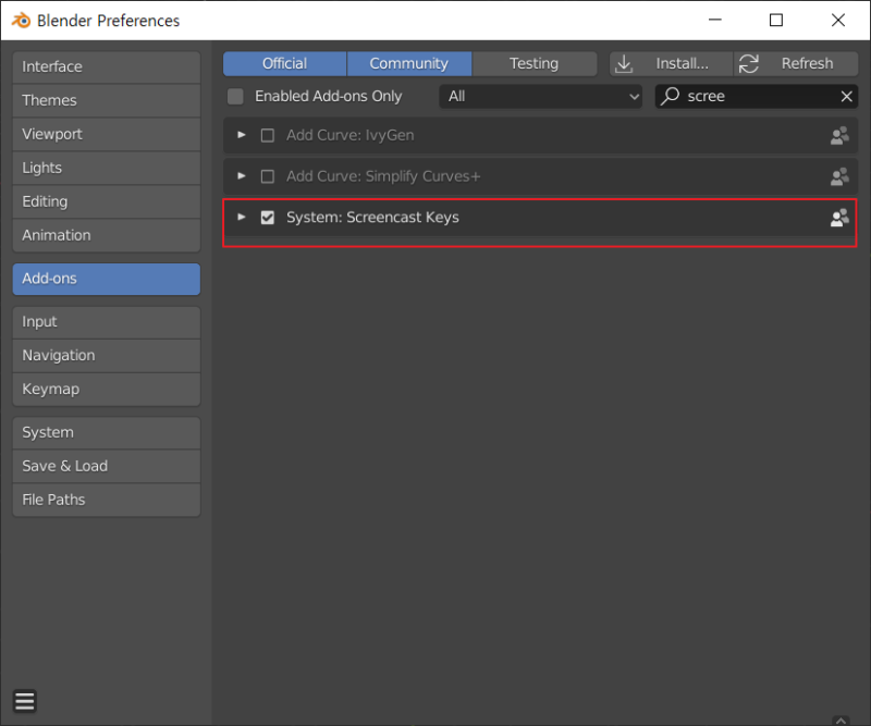Blender 2.8 Screencast key addon 설치하기 : 네이버 블로그