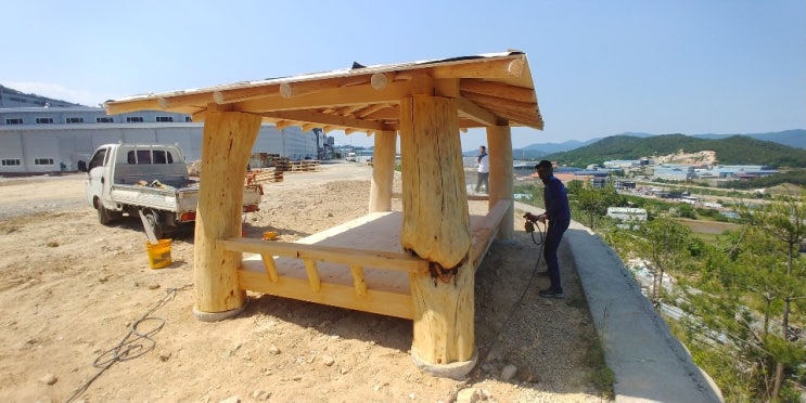  경북 경주시 외동읍 구어2산단로길 에 설치한 원두막정자 대형 정자제작