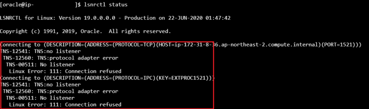 [CentOS7] 오라클(Oracle) ORA-17002 The Network Adapter could not establish the connection